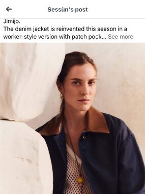 Blue Denim Worker Jacket with Brown Collar